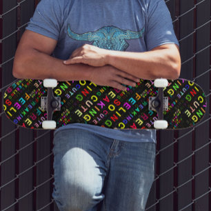 Skateboard Motif de texte noir "Sens si fâcheux"