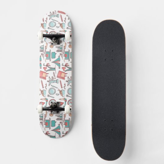 Skateboard Motif de touristes en pastel (Recto)