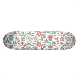 Skateboard Motif de touristes en pastel