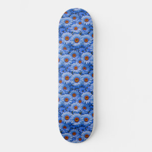 Skateboard Motif de tournesols bleus et de marguerites bleues