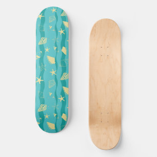 Skateboard Motif de vagues côtières et de coquillages