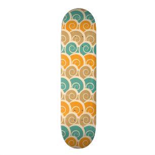 Skateboard Motif de vagues d'aquarelle