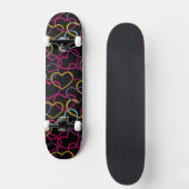 Skateboard Motif de Valentine avec des coeurs de couleur (Recto)