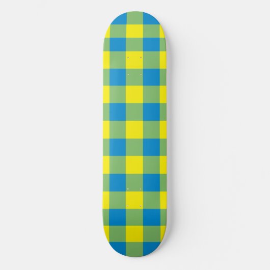 Skateboard Motif de vérification de la plaid bleu jaune vert (Recto)