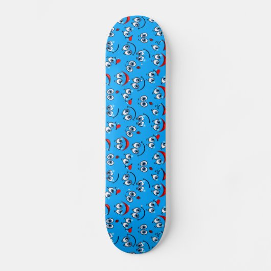 Skateboard Motif de visage de dessin bleu (Recto)