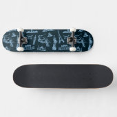 Skateboard Motif de voyage dans le motif de bleus (Horz)