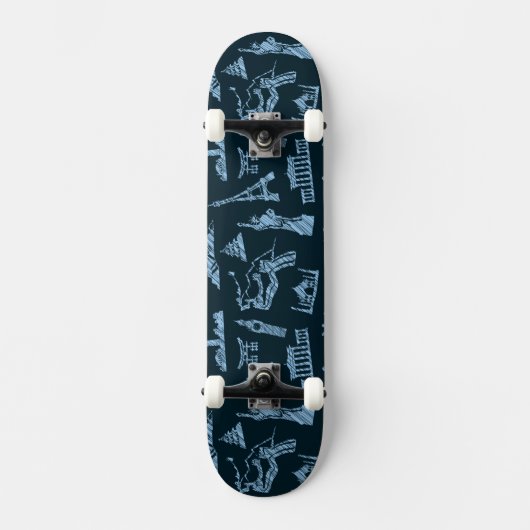 Skateboard Motif de voyage dans le motif de bleus (Recto)