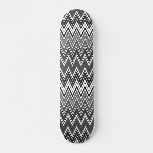 Skateboard Motif de zigzag géométrique noir et blanc (Devant)