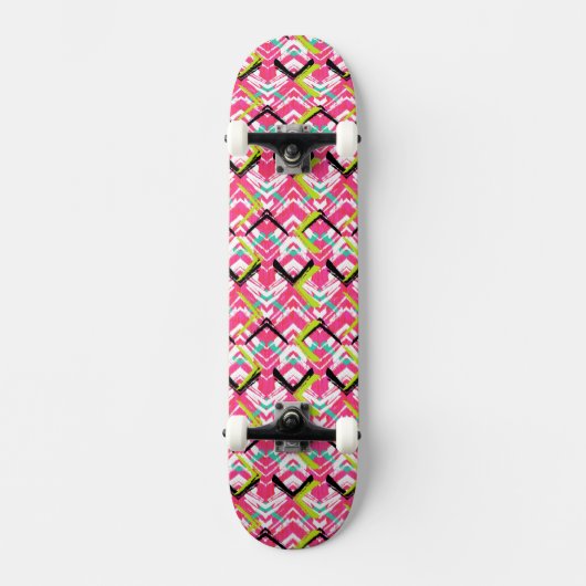 Skateboard Motif de zigzag rose tiré par la main (Recto)