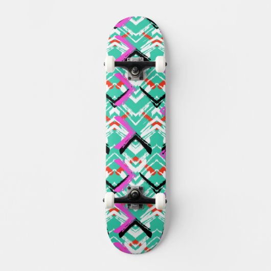 Skateboard Motif de zigzag turquoise tiré par la main (Recto)