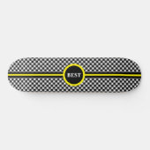 Skateboard Motif d'échecs noir et blanc & calligraphie (Horz)
