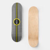 Skateboard Motif d'échecs noir et blanc & calligraphie (Recto)