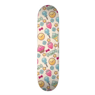 Skateboard Motif d'enfant de Kawaii avec des griffonnages