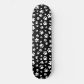Skateboard Motif des pattes, Empreintes de pattes, noir et bl (Recto)