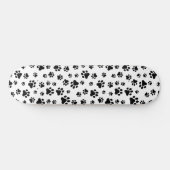 Skateboard Motif des pattes, pattes de chien, noir et blanc (Horz)