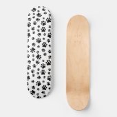 Skateboard Motif des pattes, pattes de chien, noir et blanc (Recto)