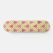 Skateboard Motif d'été Pink Watermelon et Yellow Strip (Horz)