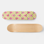 Skateboard Motif d'été Pink Watermelon et Yellow Strip (Horz)