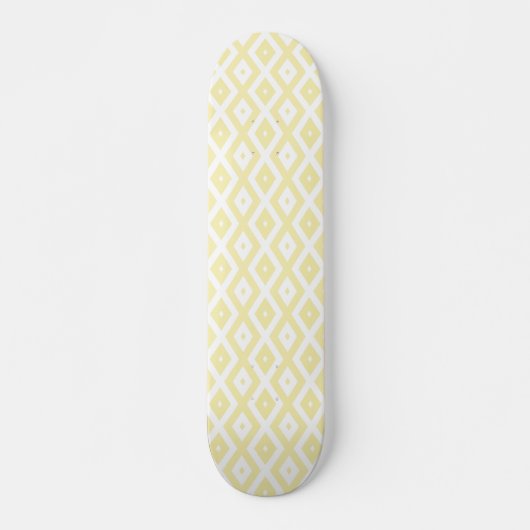 Skateboard Motif diamant jaune pâle et blanc (Devant)