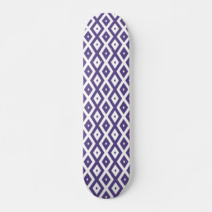 Skateboard Motif diamant ultra violet et blanc