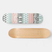 Skateboard Motif d'impression Abstrait Aztec bleu rose gris (Horz)