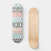 Skateboard Motif d'impression Abstrait Aztec bleu rose gris (Recto)