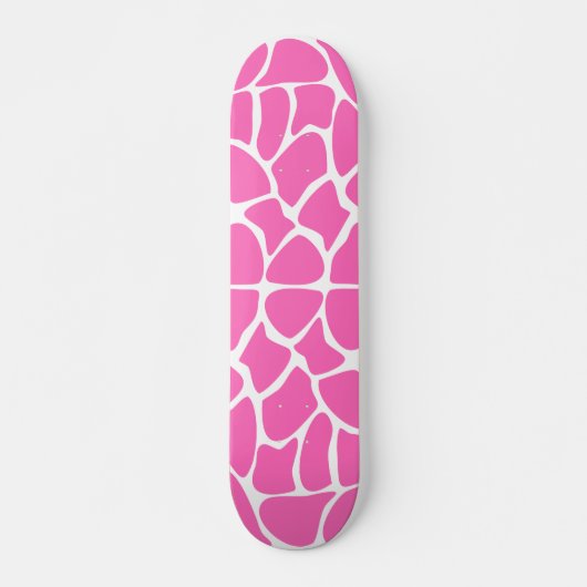 Skateboard Motif d'impression de girafe en rose vif. (Devant)