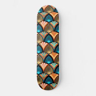 Skateboard Motif d'or feuille en palmier géométrique Art Déco