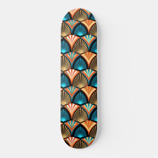 Skateboard Motif d'or feuille en palmier géométrique Art Déco (Recto)