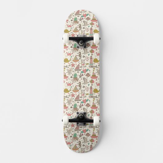 Skateboard Motif drôle d'été avec des bateaux (Recto)