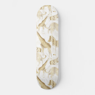 Skateboard Motif élégant Gold Jungle Wild Animaux