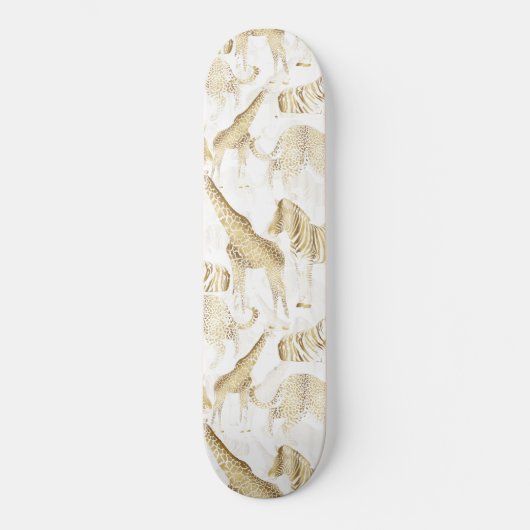 Skateboard Motif élégant Gold Jungle Wild Animaux (Recto)