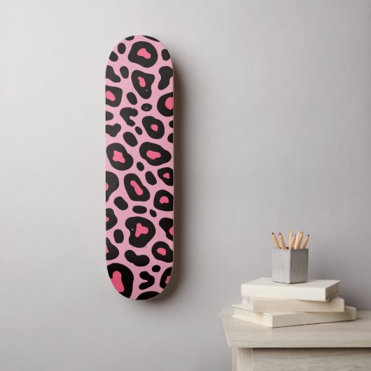 Skateboard Motif Empreinte de léopard rose et noir (Art mural)