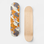 Skateboard Motif en diagonale du chat noir blanc gingembre (Recto)