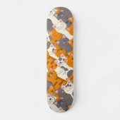 Skateboard Motif en diagonale du chat noir blanc gingembre (Recto)