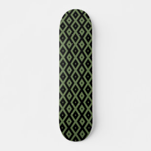Skateboard Motif en diamant vert olive et noir