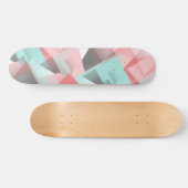 Skateboard Motif en polygone blanc gris rose pastel (Horz)