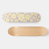 Skateboard Motif Fleur - Pastel Jaune et Violet (Horz)