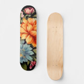 Skateboard Motif Fleur sauvage coloré (Recto)