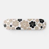 Skateboard Motif Fleur tendance en Taupe, noir et blanc (Horz)