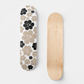 Skateboard Motif Fleur tendance en Taupe, noir et blanc (Recto)