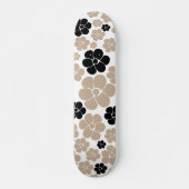 Skateboard Motif Fleur tendance en Taupe, noir et blanc (Devant)