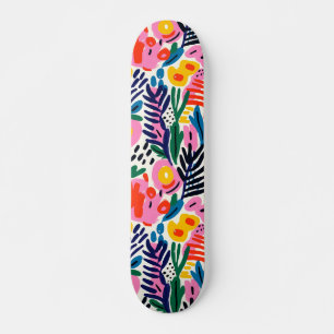 Skateboard Motif Floral Abstrait Couleurs Modernes