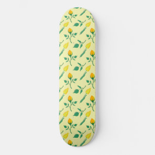 Skateboard Motif floral avec rose jaune et fleurs de tulipe