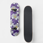 Skateboard Motif floral blanc pourpre (Devant)