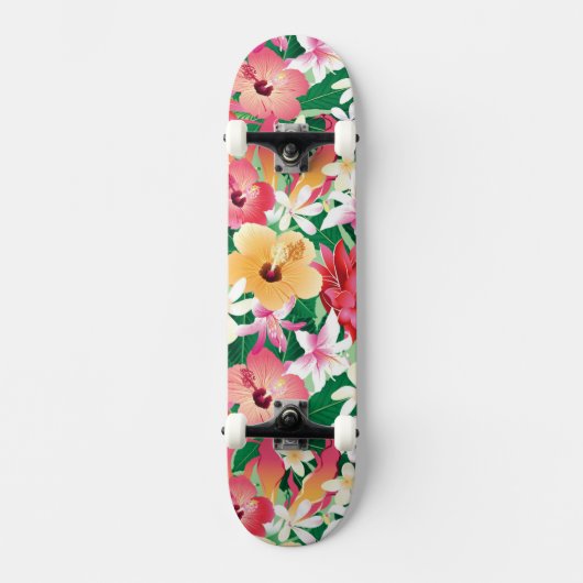 Skateboard Motif floral de ketmie tropicale (Recto)