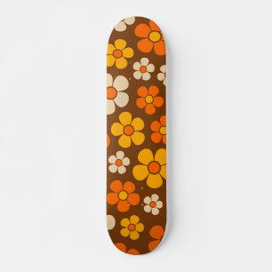 Skateboard Motif floral de style rétro des années 1960 