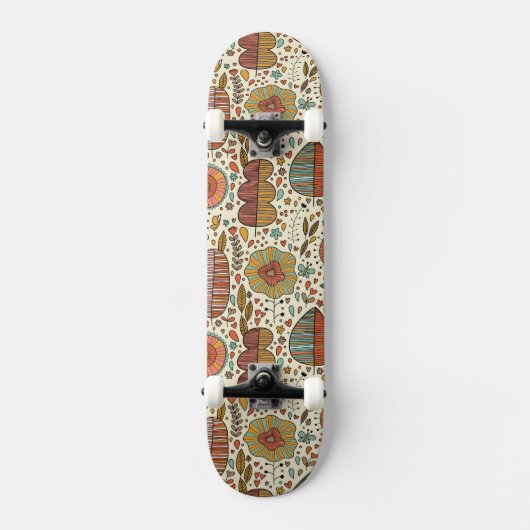 Skateboard Motif floral d'été fait de feuille (Recto)