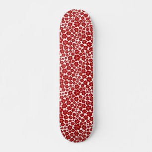 Skateboard Motif floral en rouge et blanc