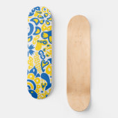 Skateboard Motif folklorique aux couleurs du drapeau ukrainie (Recto)
